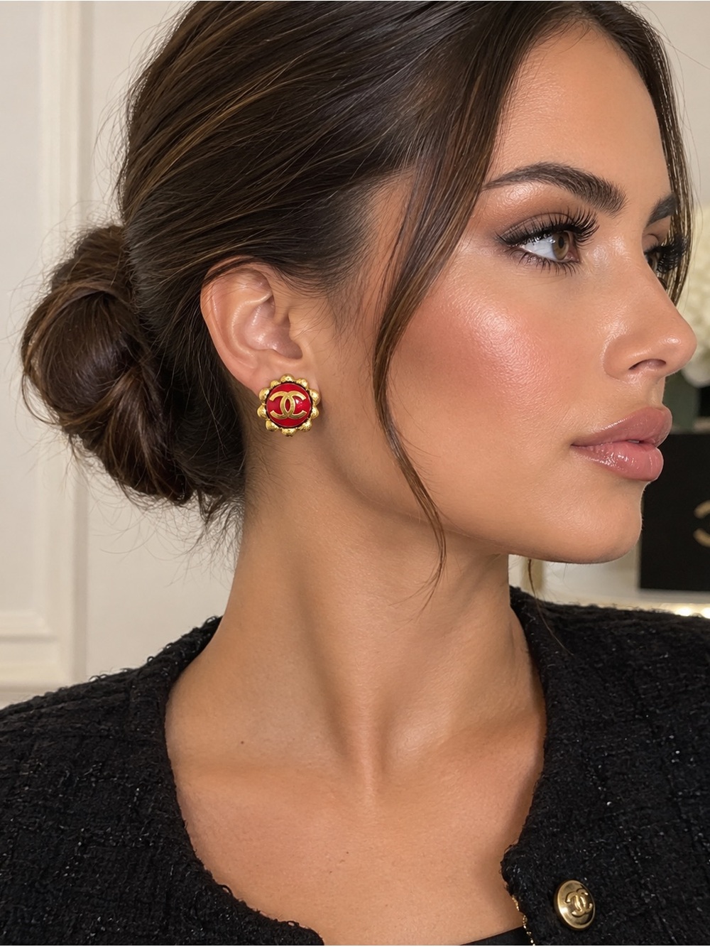 RARE Chanel 1990 vintage Red Earrings Clip-On🌟